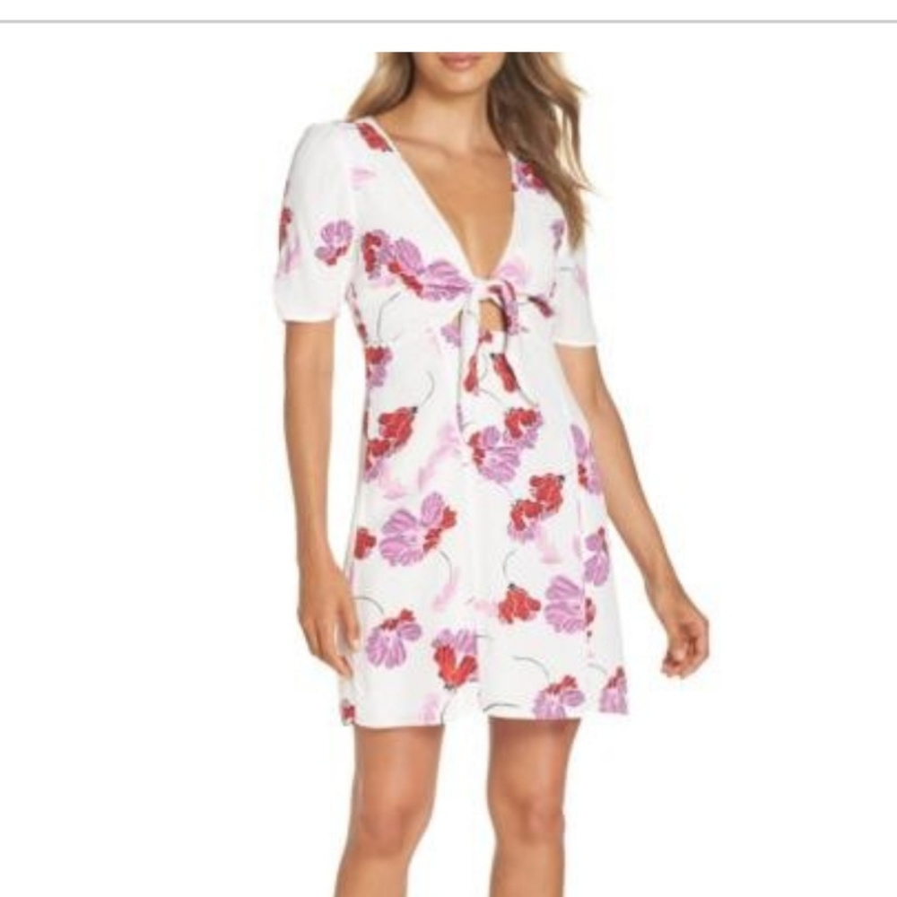 Bardot Stencil Flower Knot Front Dress